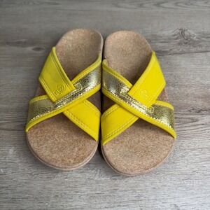 Spenco Kholo Cross Strap Slide Sandals Yellow Gold Size‎ 7